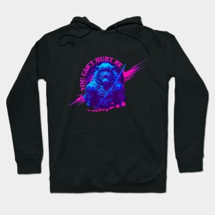 Synthwave Samurai Lion - You can't Hurt Me Hoodie